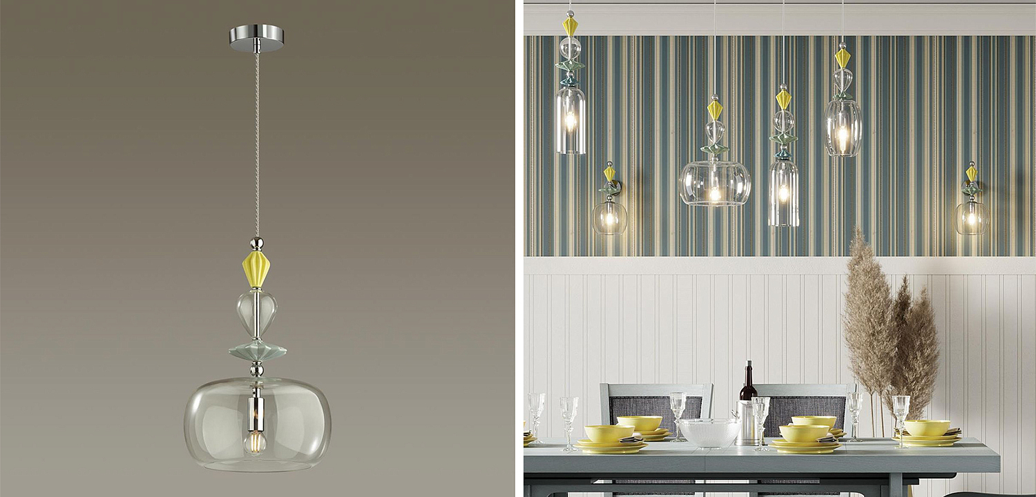 Подвесной светильник Iris Glas hanging lamp candy A chrome Подвесной светильник Iris Glas hanging lamp candy A chrome - Loft-Concept в Саратове