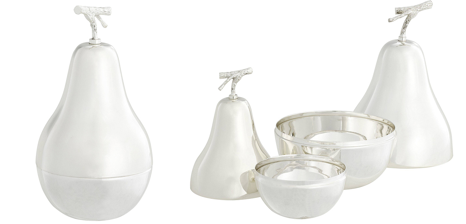 Комплект шкатулок Eichholtz Box Pear Set of 2 Silver Комплект шкатулок Eichholtz Box Pear Set of 2 Silver - Loft-Concept в Саратове
