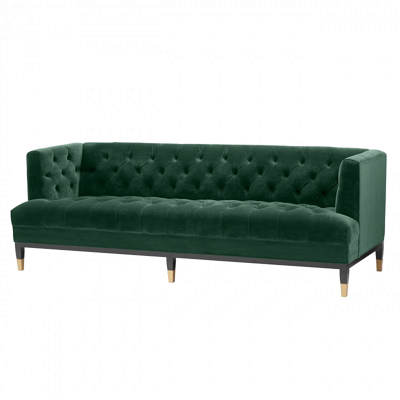 Диван Eichholtz Sofa Castelle dark green Зеленый Латунь Черный Диван Eichholtz Sofa Castelle dark green Зеленый Латунь Черный в Саратове | Loft Concept