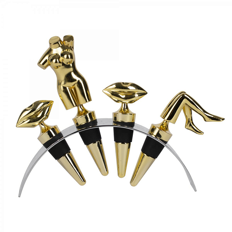 Набор пробок для бутылок ACOLYTE WINE STOPPER Латунь в Саратове | Loft Concept 