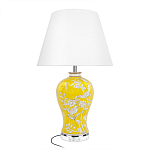 Настольная лампа желтая с изображением белых птиц Flight Among Acacia варинант исполнения - 1 | Loft Concept в Саратове