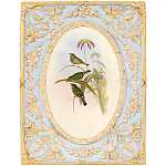 Декоративный постер с изображением птиц в раме с рельефным растительным узором Blooming Birds Poster варинант исполнения - 12 | Loft Concept в Саратове