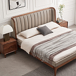 Кровать двуспальная с мягким изголовьем Moon Walnut Bed варинант исполнения - 1 | Loft Concept в Саратове