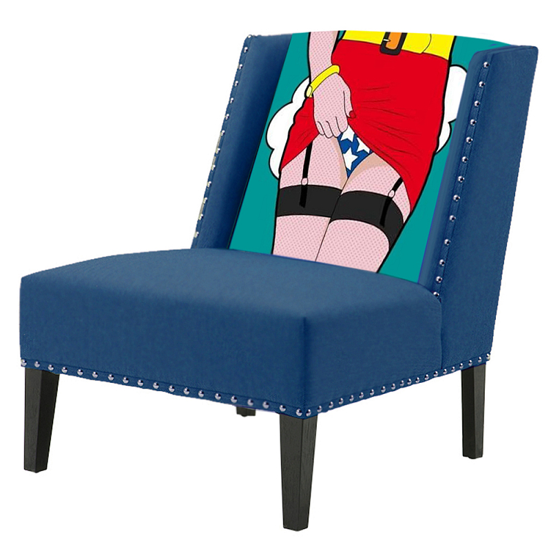 FUN Armchair "Super woman" Blue Дизайнерское кресло с цветным принтом Бирюзовый в Саратове | Loft Concept 