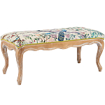 Банкетка из массива бука с цветочным принтом Beige Chinoiserie Garden Banquette варинант исполнения - 1 | Loft Concept в Саратове