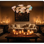 Люстра круглая на золотом каркасе с цветочным декором Miscellaneous herbs варинант исполнения - 7 | Loft Concept в Саратове