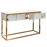 Консоль с ящиками зеркальная с золотым декором Gold Painted Mirror Console варинант исполнения - 2 | Loft Concept в Саратове
