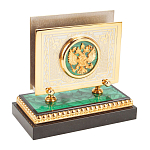 Настольный письменный набор из малахита и долерита с декором в виде герба России Leader Organizer варинант исполнения - 6 | Loft Concept в Саратове