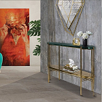 Консоль овальной формы золотая с полкой для хранения Craig варинант исполнения - 4 | Loft Concept в Саратове