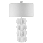 Настольная лампа белая с тканевым абажуром в форме цилиндра Morphing варинант исполнения - 4 | Loft Concept в Саратове