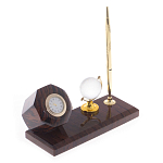 Настольный письменный набор с глобусом и ручкой из натурального обсидиана World Globe варинант исполнения - 2 | Loft Concept в Саратове