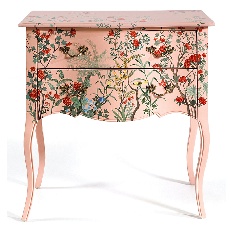 Комод розовый с росписью Цветы L.XV CHEST OF DRAWERS Flowers Розовый Мульти в Саратове | Loft Concept 
