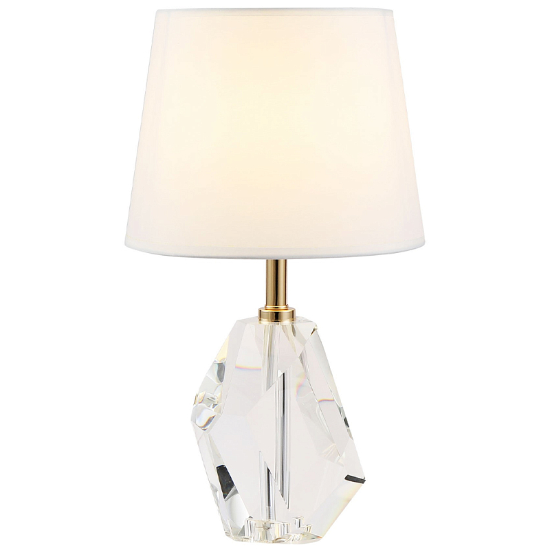 Настольная лампа с основанием из хрусталя Manlio Crystal Lampshade Table Lamp Белый Золотой Прозрачное Стекло Настольная лампа с основанием из хрусталя Manlio Crystal Lampshade Table Lamp Белый Золотой Прозрачное Стекло в Саратове | Loft Concept