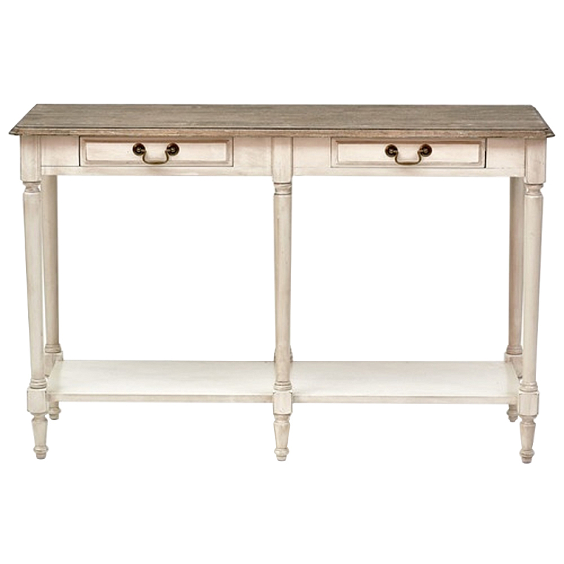 Деревянная консоль с двумя ящиками Margery Provence Console Table Бежевый Дуб темный Деревянная консоль с двумя ящиками Margery Provence Console Table Бежевый Дуб темный в Саратове | Loft Concept