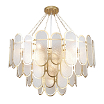 Люстра с многослойным эффектом из овальных элементов из непрозрачного стекла Conformation варинант исполнения - 4 | Loft Concept в Саратове