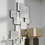 Золотое зеркальное панно из зеркальных квадратов Overlapping варинант исполнения - 2 | Loft Concept в Саратове