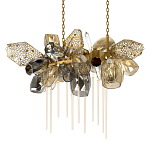 Люстра подвесная с 22-мя гранёными стеклянными плафонами с вертикальными подвесками Gilded Mirage  варинант исполнения - 7 | Loft Concept в Саратове