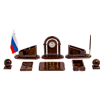 Настольный письменный набор с часами из природного камня обсидиана  Contract Extended варинант исполнения - 1 | Loft Concept в Саратове