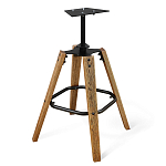 Барный стул со спинкой и подлокотниками на 4-х коричневых деревянных ножках Бежевый Велюр Ava Charm варинант исполнения - 6 | Loft Concept в Саратове