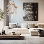 Люстра с плафонами из прозрачного и янтарного стекла в виде шаров и ромбов Gabriel Scott Luna варинант исполнения - 12 | Loft Concept в Саратове