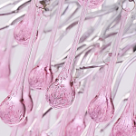 Люстра серебрянная с розовыми стеклянными подвесками в форме капель FAIRYTREE Light варинант исполнения - 5 | Loft Concept в Саратове