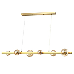 Люстра светодиодная линейная с 6-ю круглыми плафонами коньячного цвета Iona Chandelier Brass  варинант исполнения - 1 | Loft Concept в Саратове