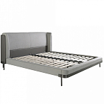 Кровать двуспальная серая с мягким изголовьем из экокожи и ткани Modern Look варинант исполнения - 2 | Loft Concept в Саратове