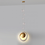 Подвесной светильник с бежевым текстурным кольцом и латунным шаром в центре Tactile  варинант исполнения - 5 | Loft Concept в Саратове