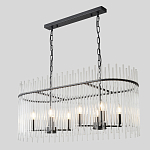 Люстра подвесная овальная со стеклянными прозрачными трубками и металлическим каркасом черного цвета Nembus варинант исполнения - 5 | Loft Concept в Саратове