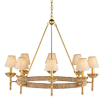 Люстра из кованого железа с отделкой плетеной веревкой и сусальным золотом Parisian Style варинант исполнения - 1 | Loft Concept в Саратове