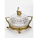 Конфетница из прозрачного рельефного стекла с ручкой и фигуркой лебедя Eden Garden варинант исполнения - 2 | Loft Concept в Саратове