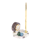 Часы настольные с шариковой металлической ручкой из натурального камня Stone Clock варинант исполнения - 2 | Loft Concept в Саратове