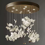 Люстра каскадная с белыми цветами и птицами Takeoff варинант исполнения - 1 | Loft Concept в Саратове