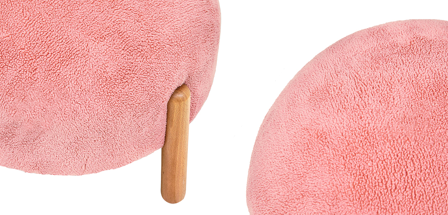 Пуф круглый на деревянных ножках Ralfie Pouf Pink Пуф круглый на деревянных ножках Ralfie Pouf Pink - Loft-Concept в Саратове