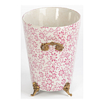 Кашпо из белого фарфора с розовым цветочным орнаментом Eden Garden варинант исполнения - 3 | Loft Concept в Саратове