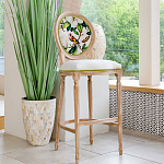 Барный стул золотистый из натурального бука с изображением птицы и цветов Blooming Birds варинант исполнения - 2 | Loft Concept в Саратове