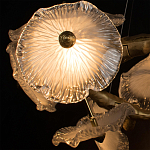 Люстра подвесная круглая с ветвистыми бронзовыми элементами и стеклянными рифлеными дисками Textured Glass Chandelier варинант исполнения - 5 | Loft Concept в Саратове