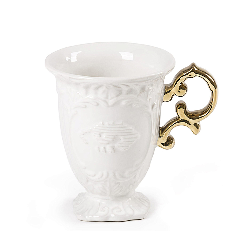 Кружка Seletti I-Mug Gold Белый Золотой в Саратове | Loft Concept 