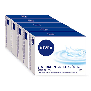 Nivea Крем-мыло Мед и молоко, увлажняющее, 100 г х 5 шт