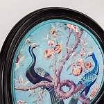 Полукресло из массива бука бирюзовое с изображением птиц и цветов Turquoise Chinoiserie Garden Chair варинант исполнения - 5 | Loft Concept в Саратове