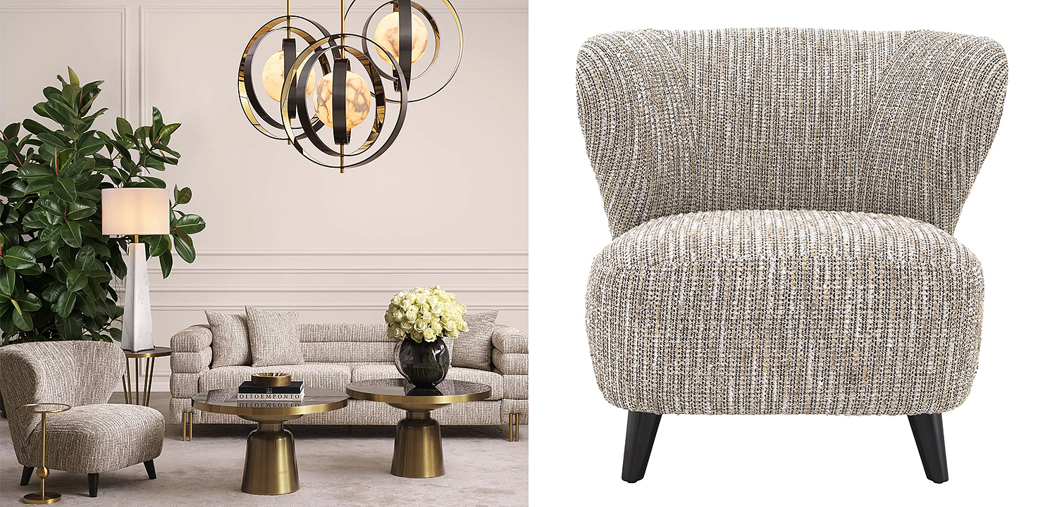 Кресло Eichholtz Chair Hydra Бежево-серый Черный Кресло Eichholtz Chair Hydra Бежево-серый Черный - Loft-Concept в Саратове