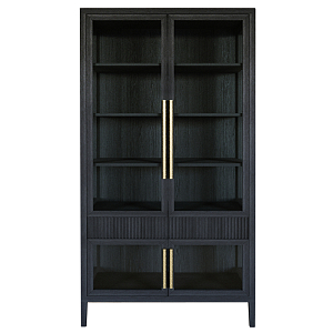 Витрина Primo со стеклянными фасадами и 2 ящиками Черный дуб