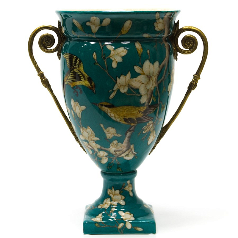 Фарфоровая ваза Porcelain Turquoise Cup Бирюзовый Бронза Фарфоровая ваза Porcelain Turquoise Cup Бирюзовый Бронза в Саратове | Loft Concept