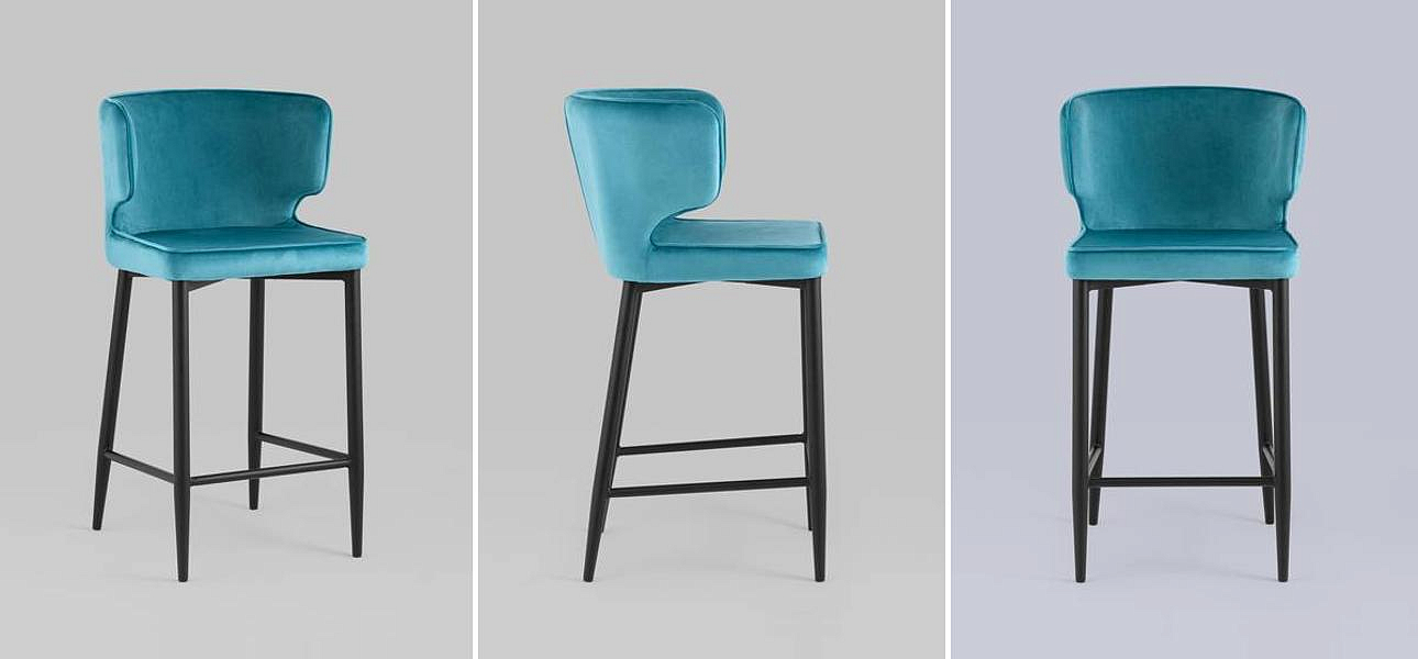 Стул Полубарный Chair посадка 65 см Бирюзовый Велюр Стул Полубарный Chair посадка 65 см Бирюзовый Велюр - Loft-Concept в Саратове