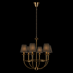 Люстра на металлическом основании бронзового цвета с 6-ю черными конусовидными абажурами Dignity варинант исполнения - 3 | Loft Concept в Саратове