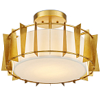 Потолочный светильник круглый с каркасом в форме треугольников и тканевым абажуром Brutal Light варинант исполнения - 3 | Loft Concept в Саратове