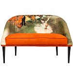 Диван двухместный из натурального бука оранжевый с цветным принтом Impressionism in Art варинант исполнения - 1 | Loft Concept в Саратове
