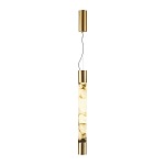 Подвесной светильник цилиндрической формы с плафоном из алебастра и металлическими торцами Латунь 60 см Cryptocrystalline Stone варинант исполнения - 2 | Loft Concept в Саратове