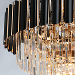 Люстра из черного металла с многоярусными подвесками из прозрачного хрусталя на золотой цепи Empire Black Chandelier Crystal варинант исполнения - 6 | Loft Concept в Саратове