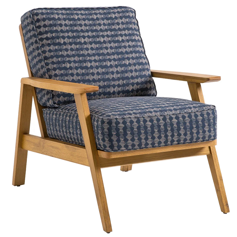 Кресло с каркасом из массива дуба Deniaud Oak Blue Print Armchair Синий Древесина Кресло с каркасом из массива дуба Deniaud Oak Blue Print Armchair Синий Древесина в Саратове | Loft Concept